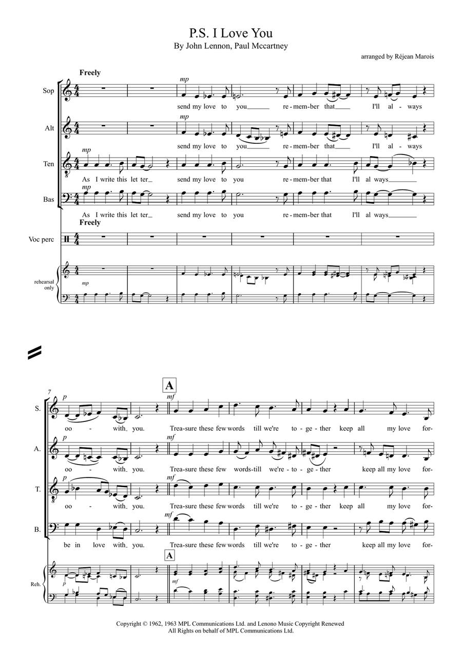 P.s. I Love You P.s. I Love You 4-Part scores gallery preview page 1