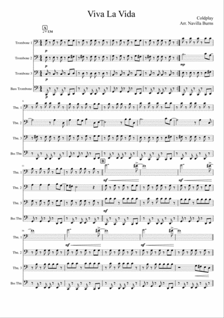 Viva La Vida Viva La Vida Brass Ensemble scores gallery preview page 1