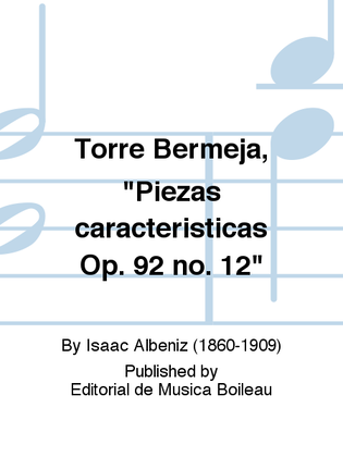 Book cover for Torre Bermeja, "Piezas caracteristicas Op. 92 no. 12"