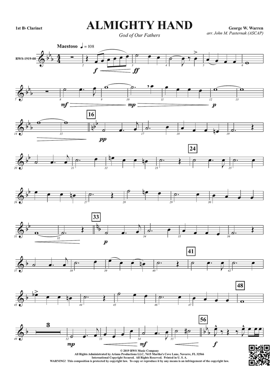Almighty Hand - God of Our Fathers: 1st B-flat Clarinet B-Flat Clarinet scores gallery preview page 1