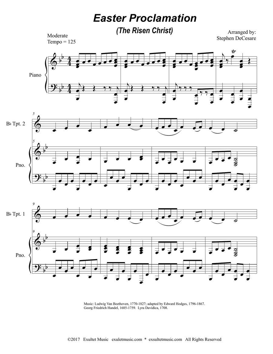 Easter Proclamation (The Risen Christ) (Duet for Bb-Trumpet) Easter Proclamation (The Risen Christ) (Duet for Bb-Trumpet) Trumpet Duet scores gallery preview page 1