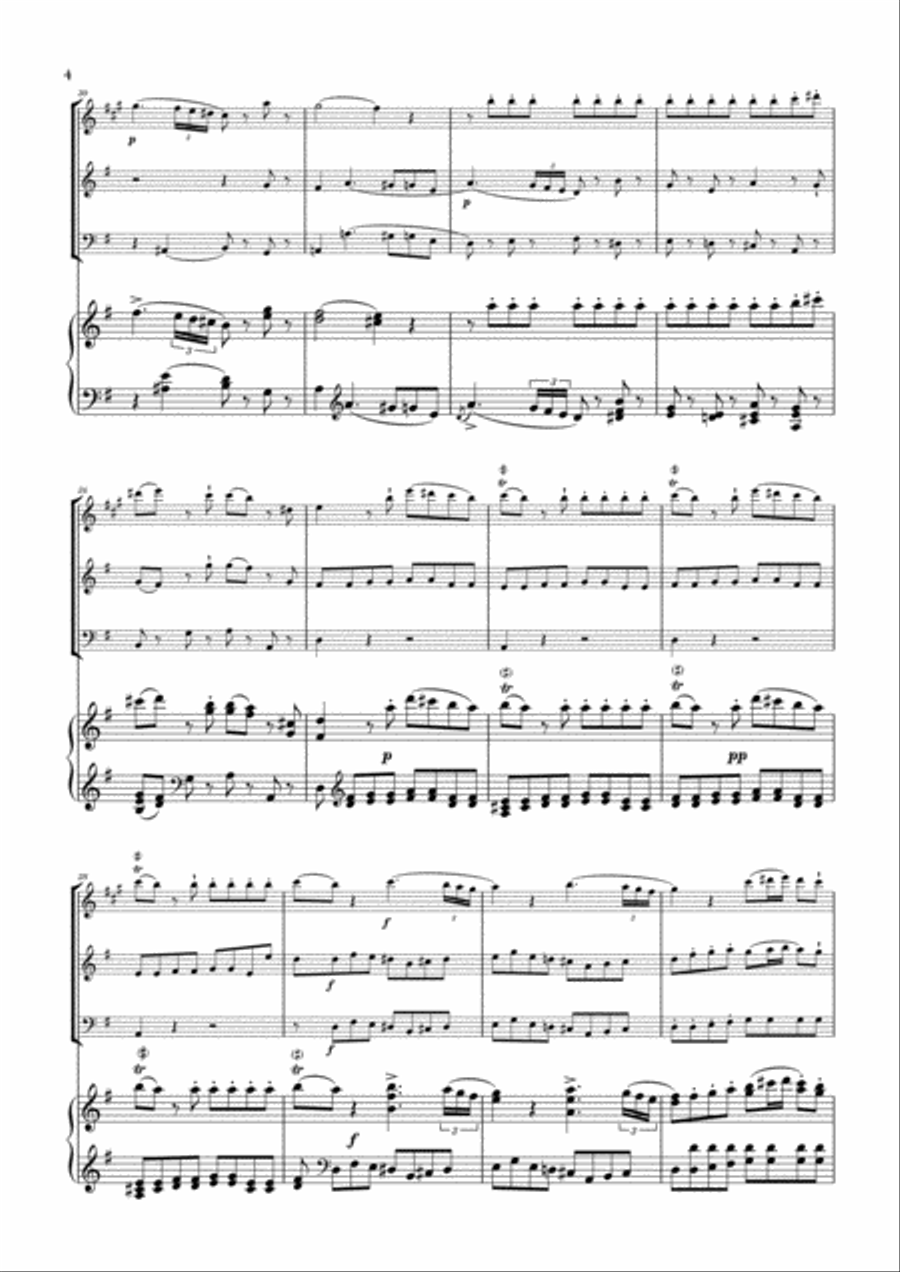 Eine Kleine Nachtmusik for Clarinet, Violin, Cello and Piano Acoustic Guitar scores gallery preview page 4
