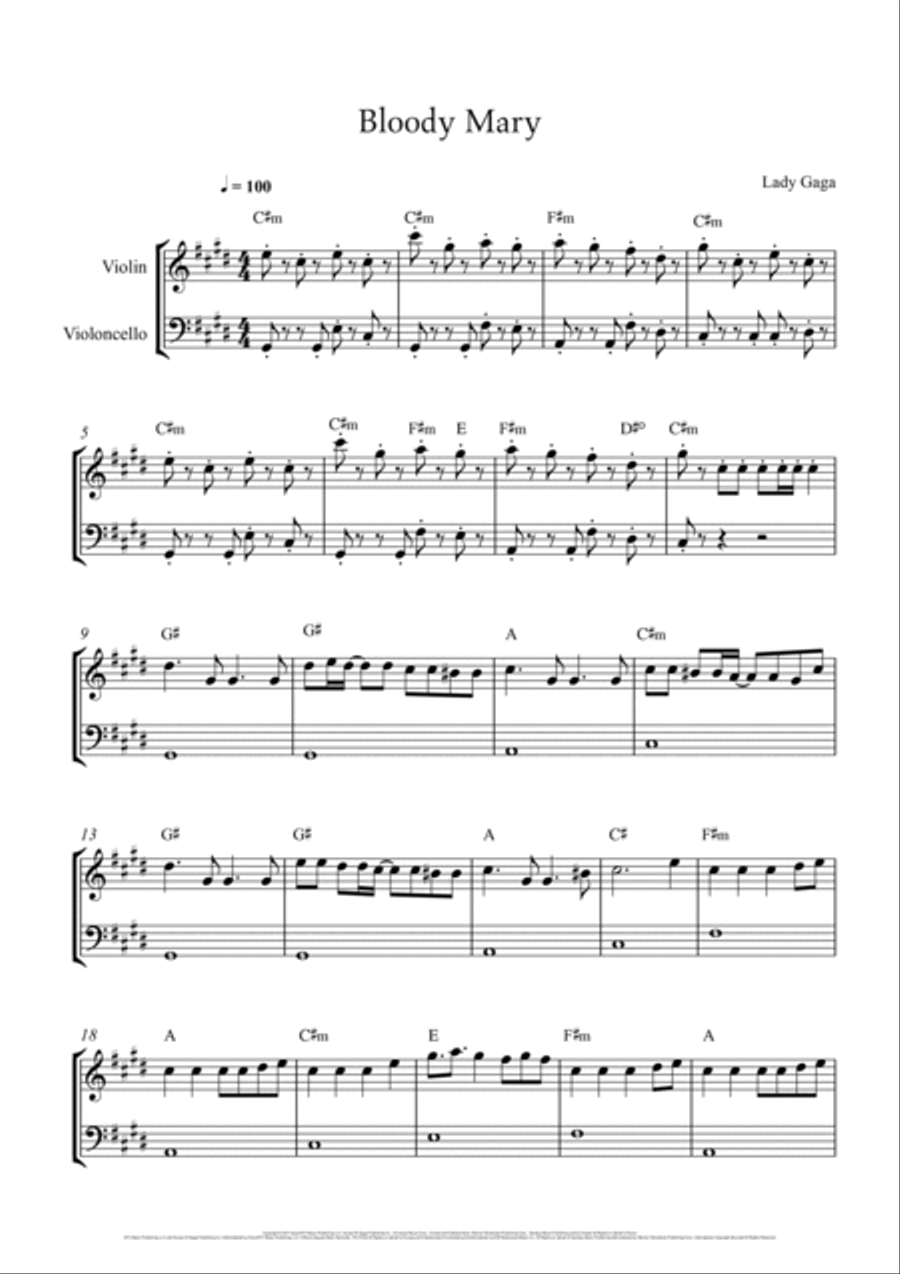 Bloody Mary String Duet scores gallery preview page 2