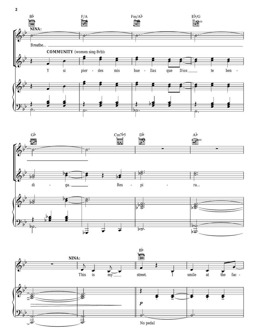 Breathe (from In The Heights: The Musical) Piano, Vocal, Guitar scores gallery preview page 2