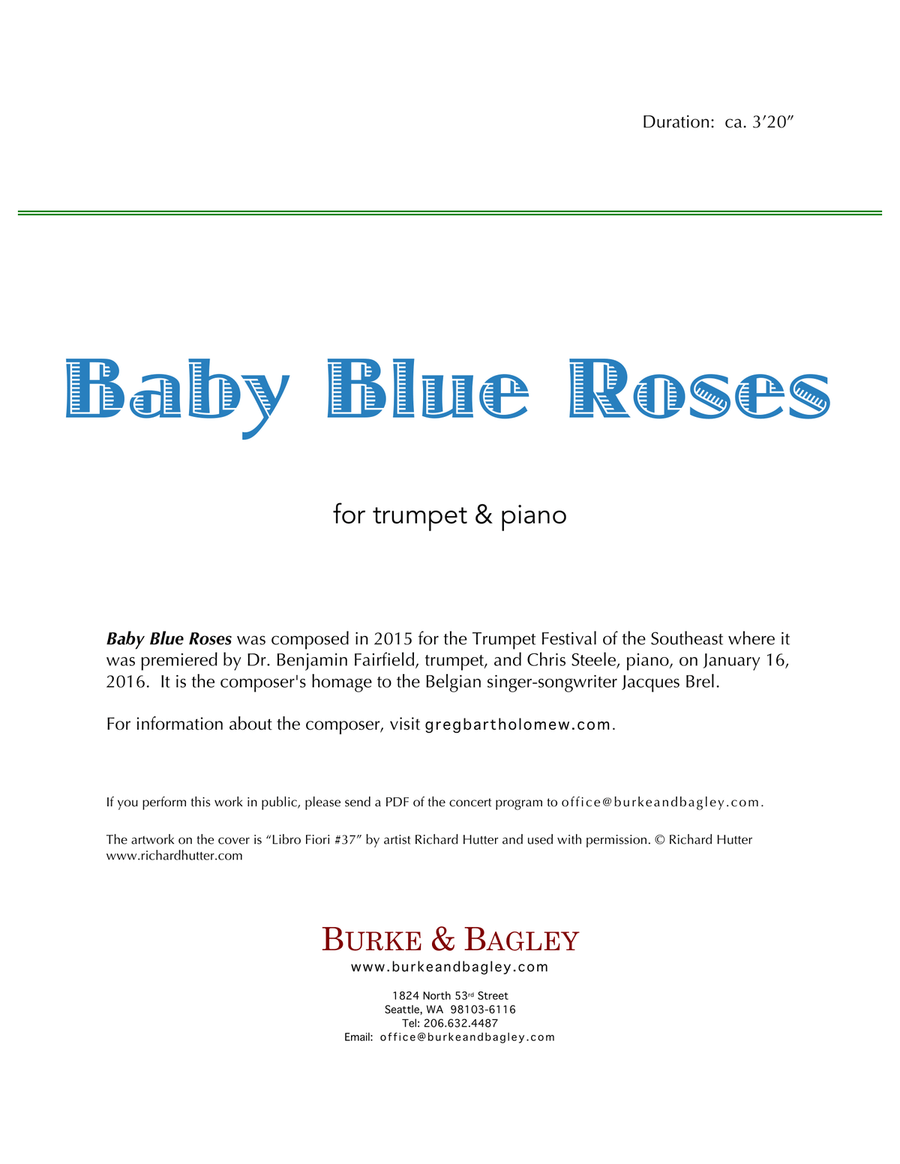 Baby Blue Roses for trumpet & piano Trumpet Solo scores gallery preview page 2