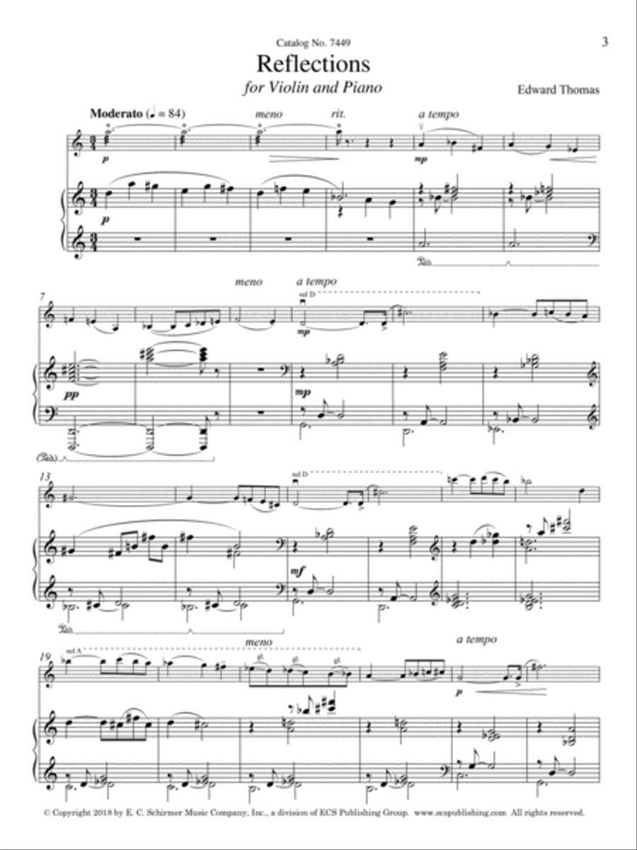 Reflections Violin Solo scores gallery preview page 1