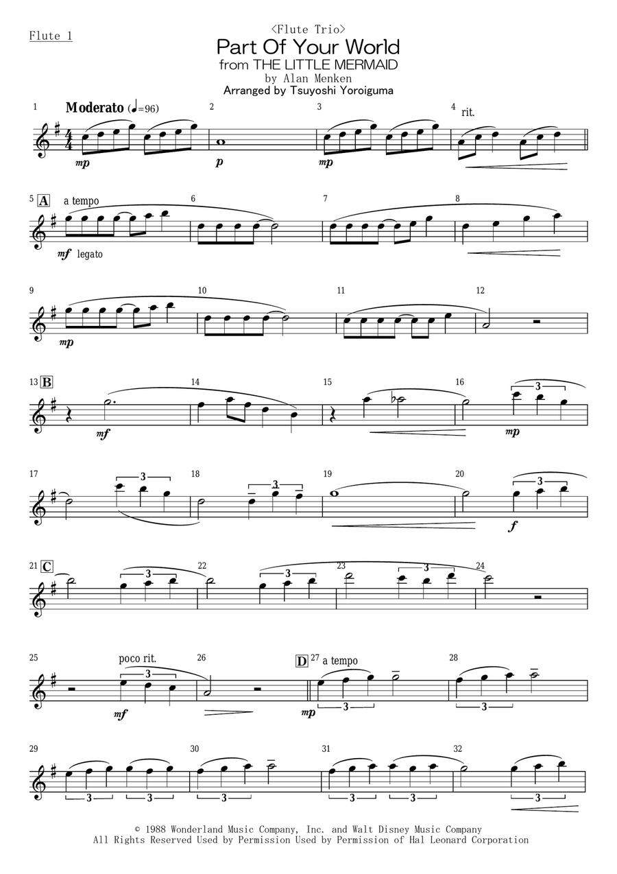 Part Of Your World Woodwind Trio scores gallery preview page 5