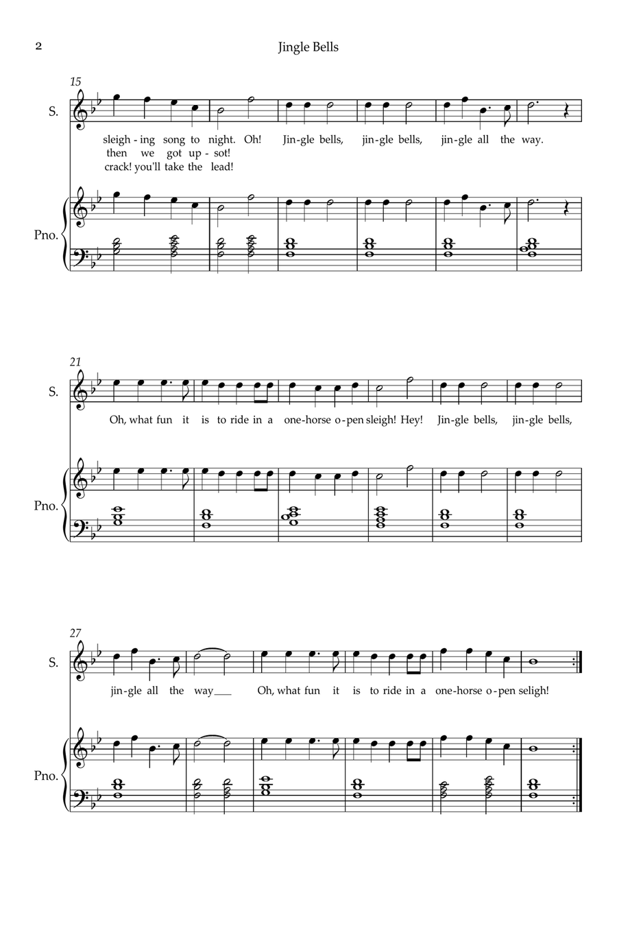 Jingle Bells Soprano Voice scores gallery preview page 2