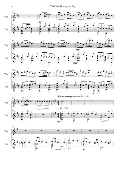 Yiddish Folk Song Medley for violin and guitar image number null