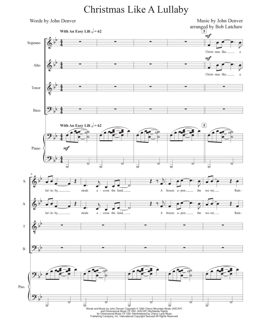 Christmas Like A Lullaby Christmas Like A Lullaby 4-Part scores gallery preview page 1