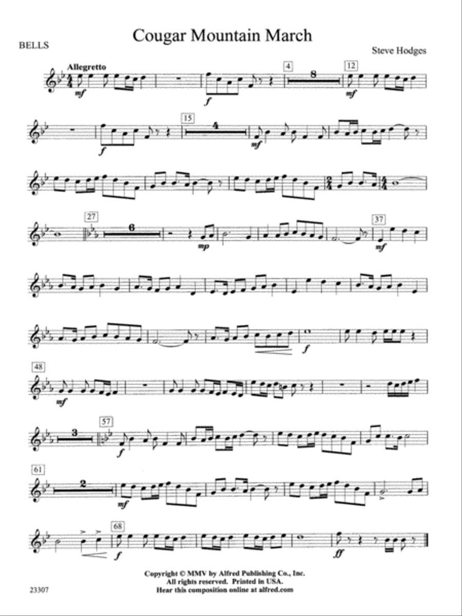 Cougar Mountain March: Bells Concert Band scores gallery preview page 1