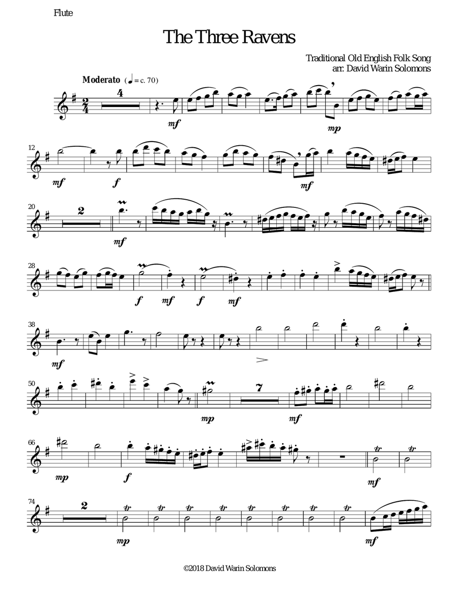 Variations on The Three Ravens for wind quintet Woodwind Quintet scores gallery preview page 5
