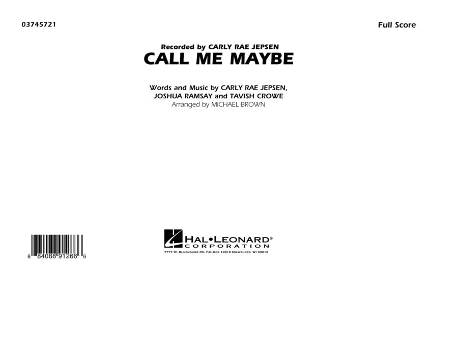 Call Me Maybe - Conductor Score (Full Score) Marching Band scores gallery preview page 1