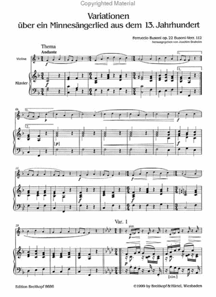 Variations on a Minnesinger Lied Op. 22 K 112