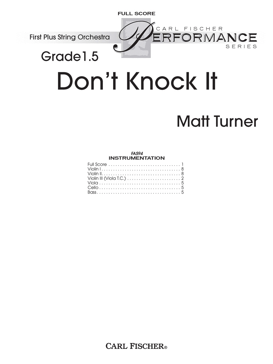 Don't Knock It String Orchestra scores gallery preview page 1