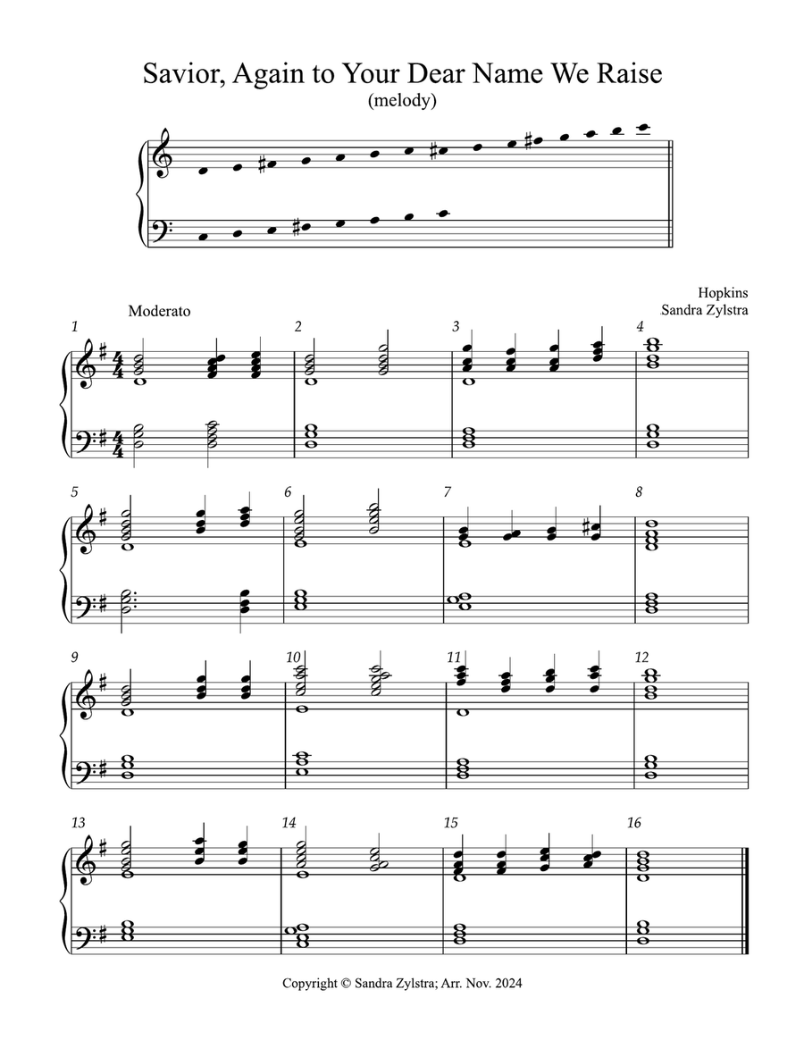 Savior, Again to Your Dear Name We Raise (3 octave handbells) 3-Octaves scores gallery preview page 1