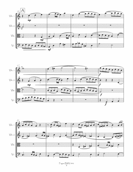 Fugue BWV 846 from the Well-Tempered Clavier, Book 1 for String Quartet image number null