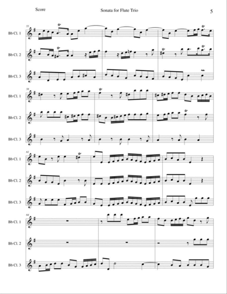 Flute Sonata, Opus 7 No. 5 Clarinet Trio scores gallery preview page 5