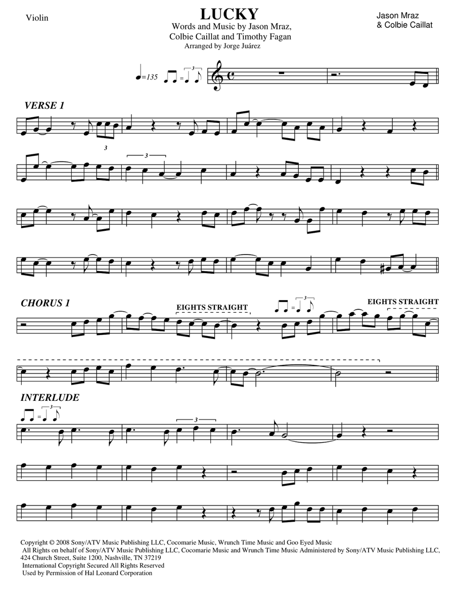 Lucky Violin Solo scores gallery preview page 1