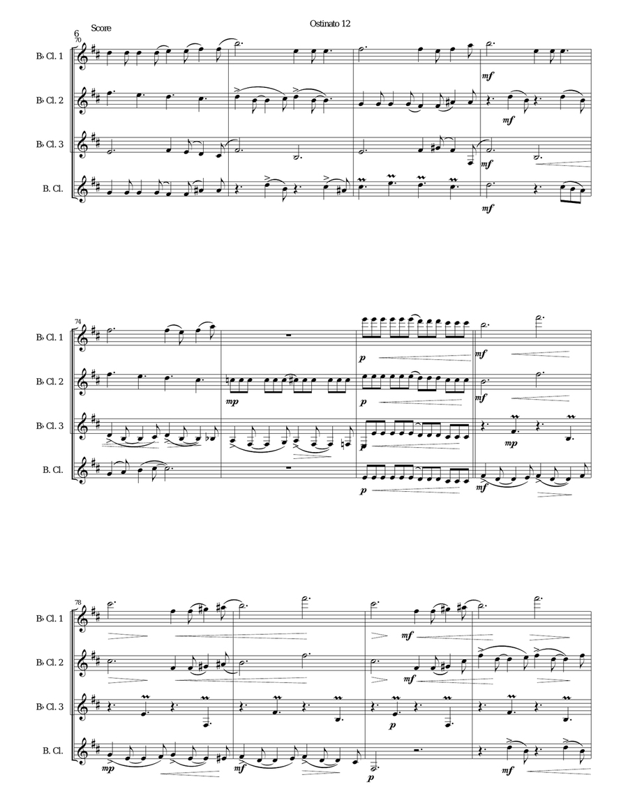 Ostinato 12 for clarinet quartet Clarinet Quartet scores gallery preview page 6