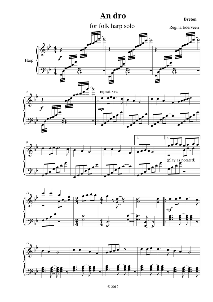 Lever harp sales sheet music