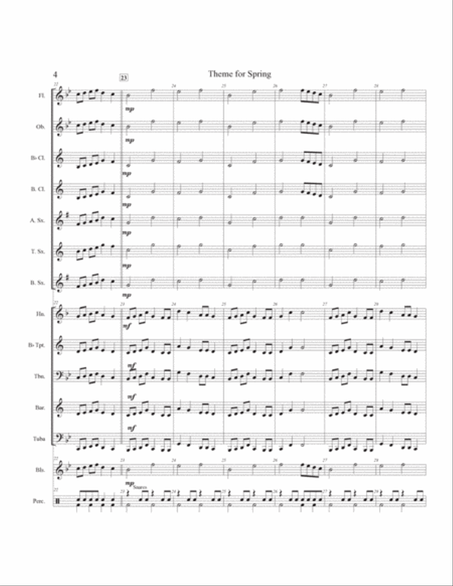 Theme For Spring Concert Band scores gallery preview page 4