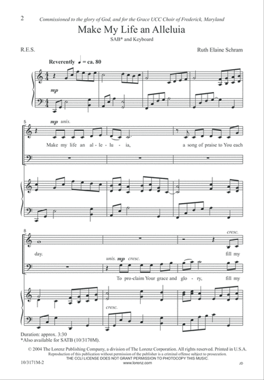 Make My Life an Alleluia 3-Part scores gallery preview page 2
