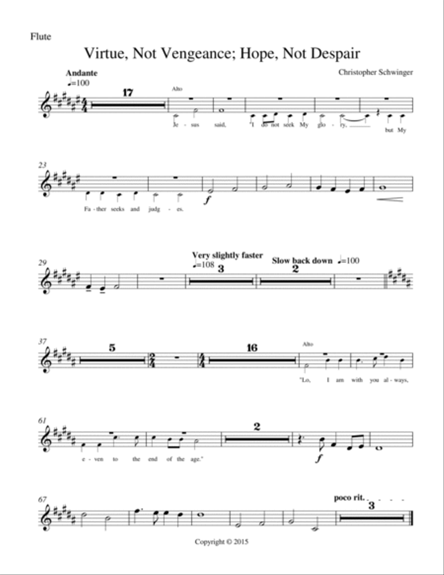 Virtue, Not Vengeance; Hope, Not Despair - for alto solo and orchestra - Part 2 of 2 Large Ensemble scores gallery preview page 2