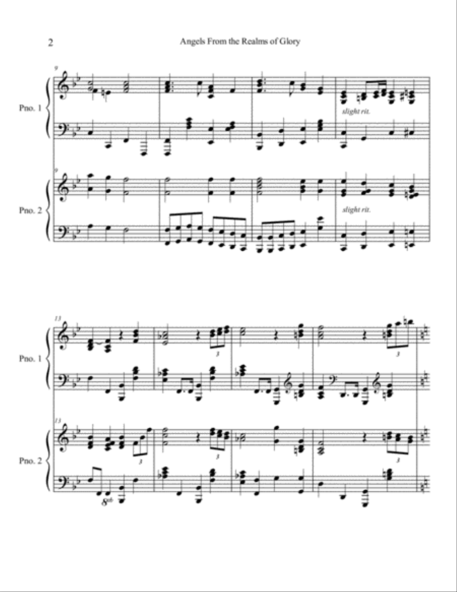 Angels From the Realms of Glory 2 Pianos, 4-Hands scores gallery preview page 2