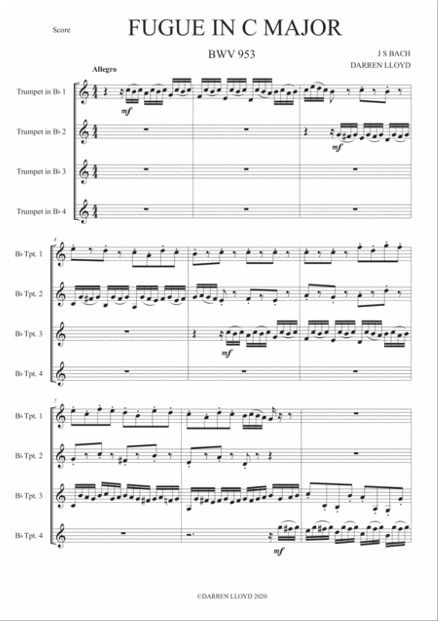 Fugue in C major - Trumpet quartet Fugue in C major - Trumpet quartet Brass Quartet scores gallery preview page 2