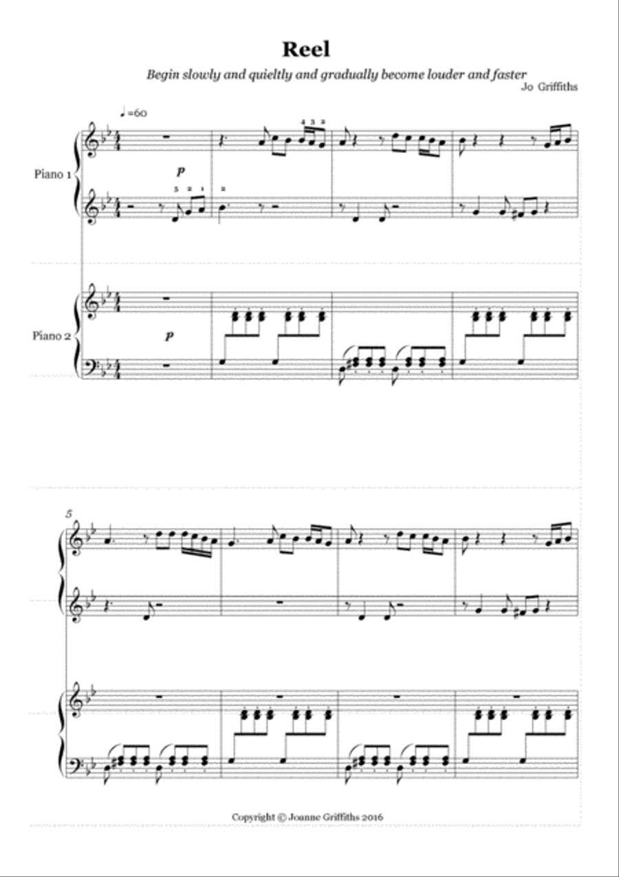 Reel. An Easy Piano Duet for 4 hands 1 Piano Piano Method scores gallery preview page 2