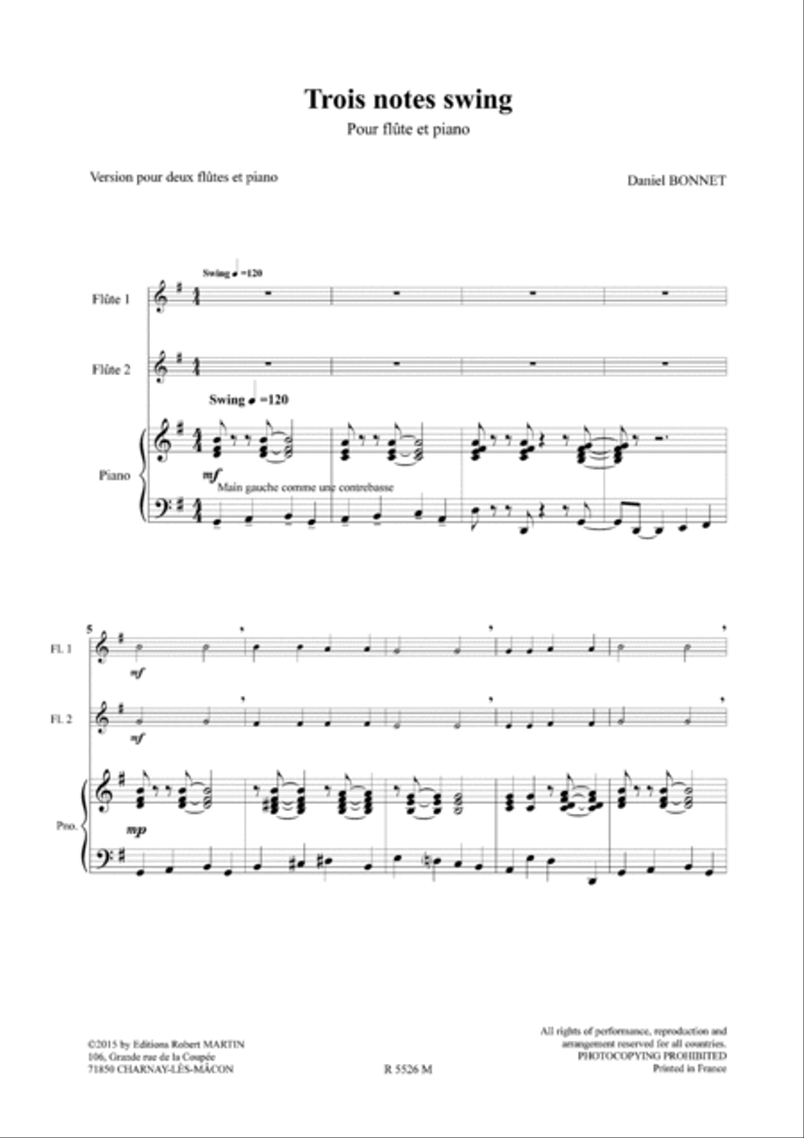 Notes swing (3) pour 2 flûtes et piano Flute scores gallery preview page 2