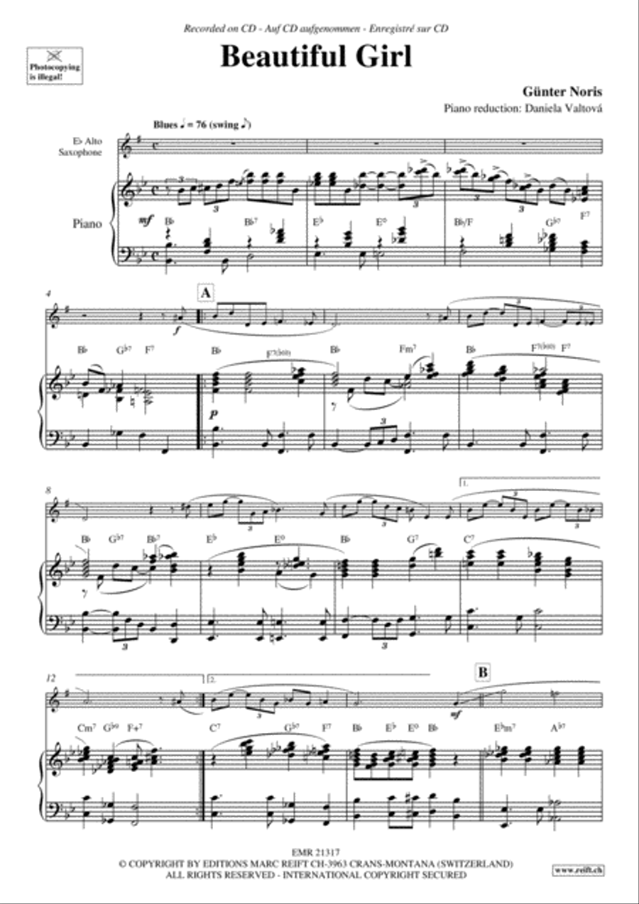 Beautiful Girl Alto Saxophone scores gallery preview page 4