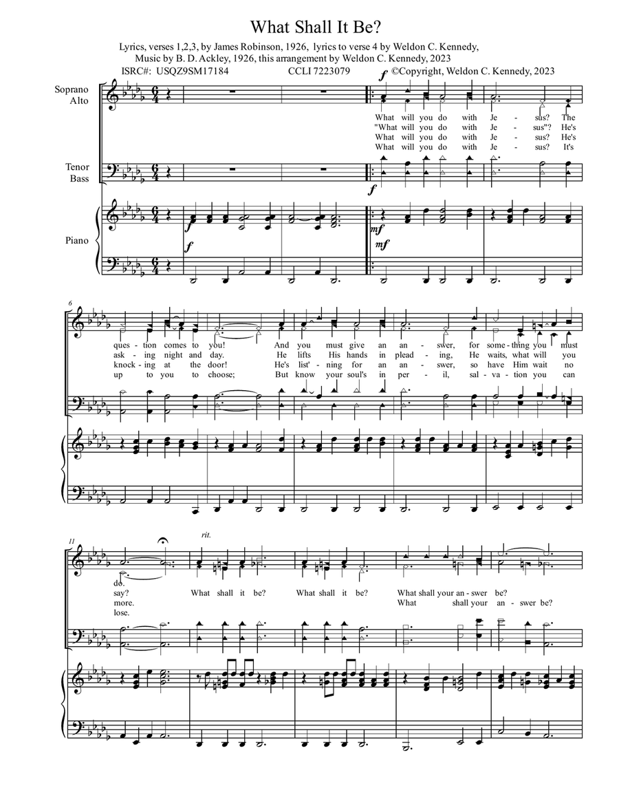 What Shall It Be? What Shall It Be? Piano, Vocal scores gallery preview page 1