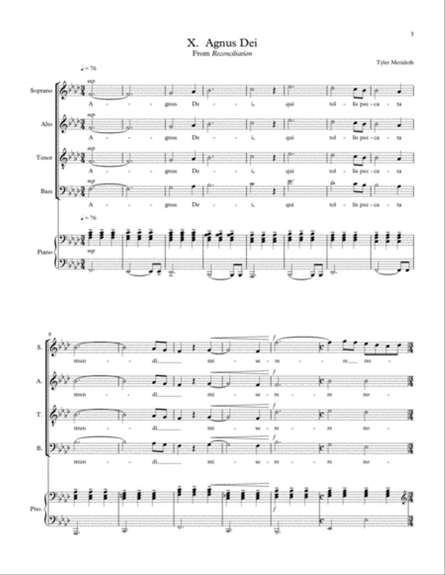 Agnus Dei from Reconciliation 4-Part scores gallery preview page 3
