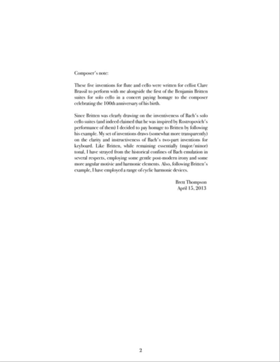 Five Inventions for Flute and Cello Flute scores gallery preview page 2