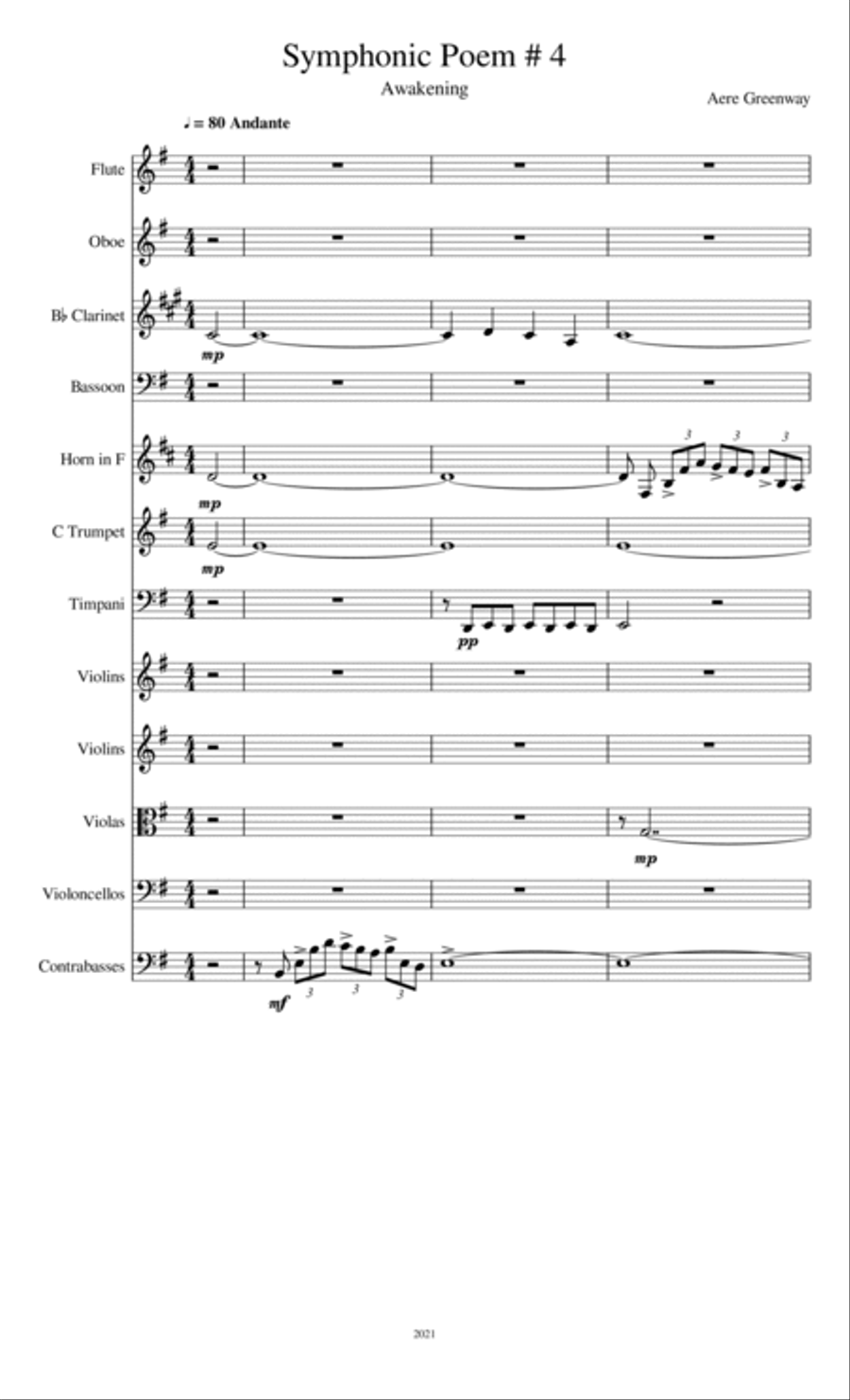 Symphonic Poem # 4 - Awakening Full Orchestra scores gallery preview page 2
