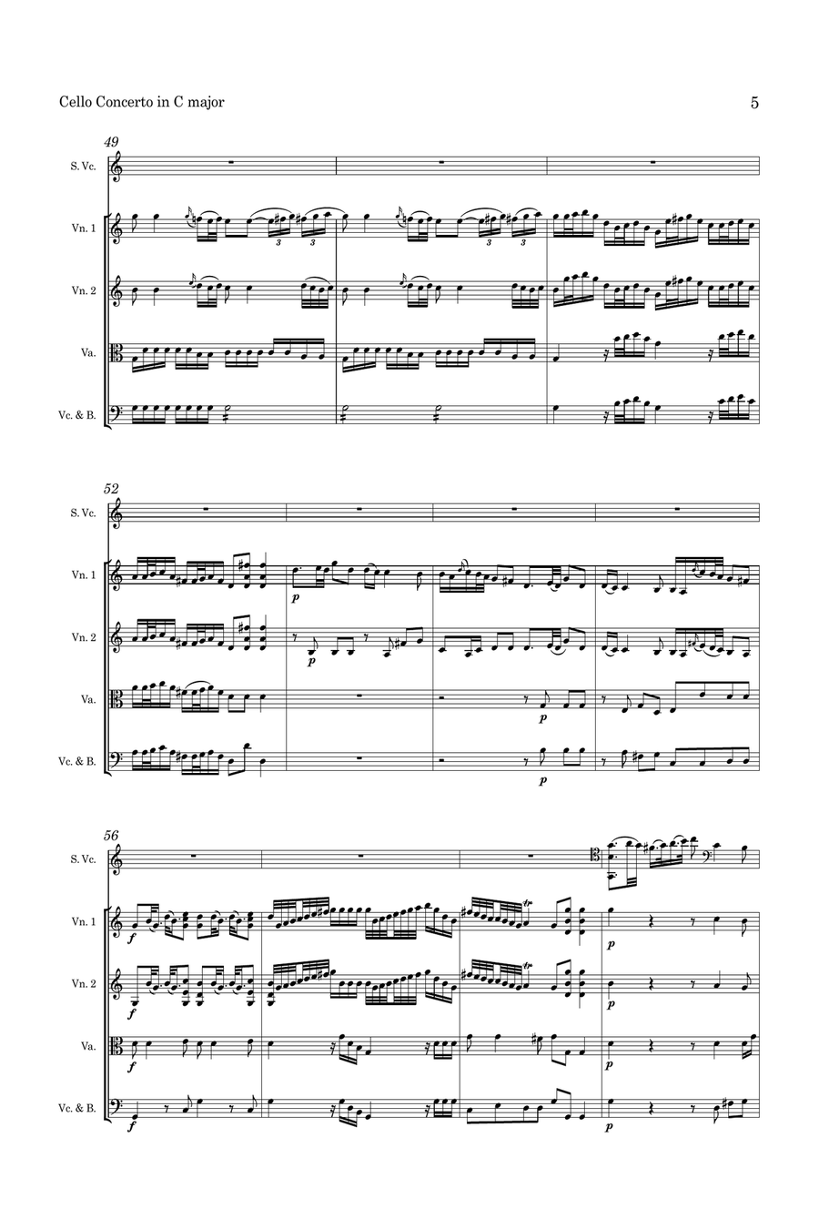 Haydn Cello Concerto in C for Cello and String Orchestra String Orchestra scores gallery preview page 6
