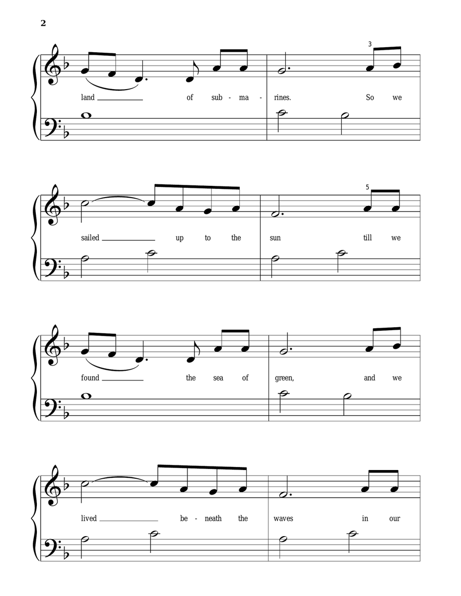Yellow Submarine Yellow Submarine Piano Solo scores gallery preview page 2