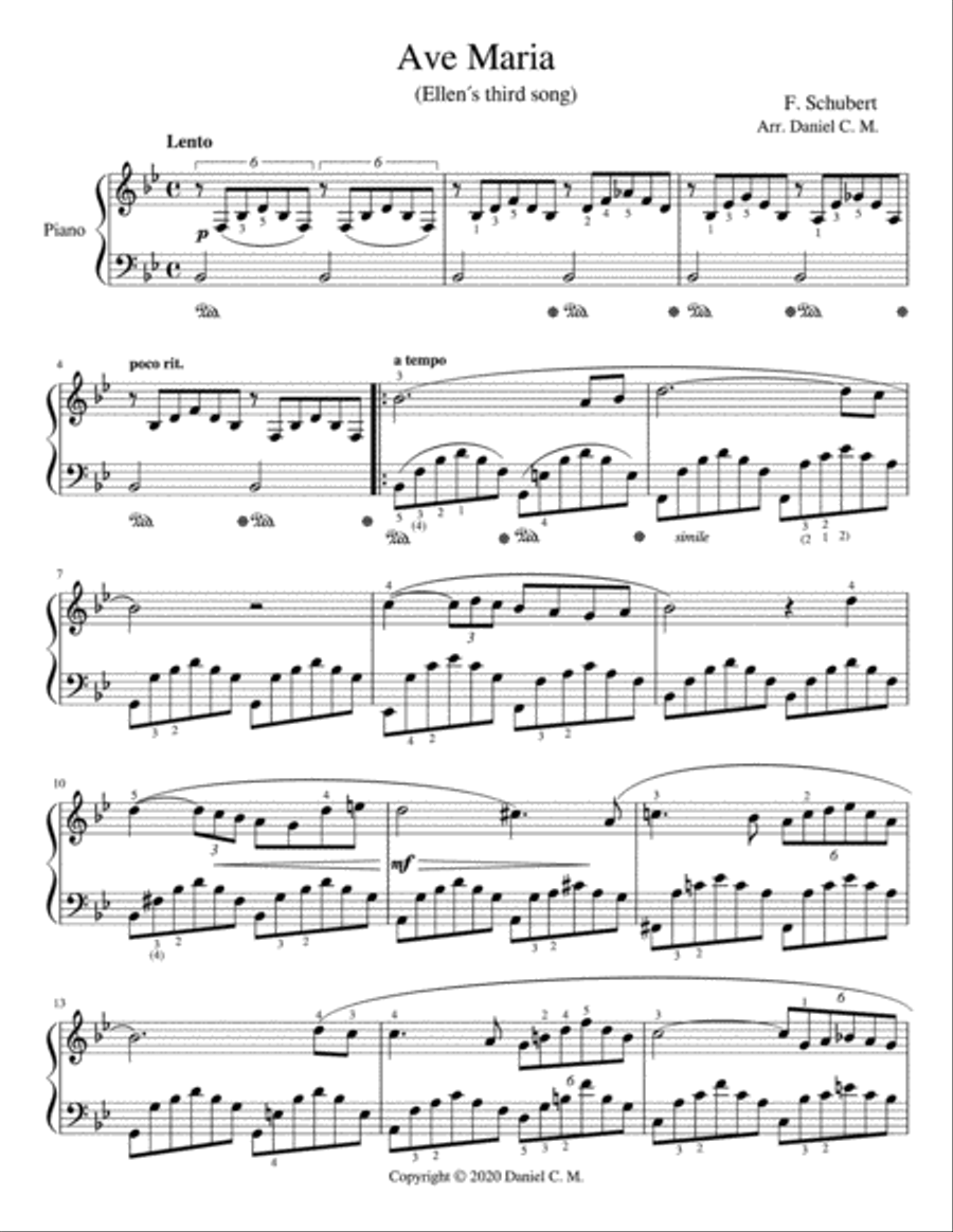 Ave Maria for piano (simplified) Piano Solo scores gallery preview page 1