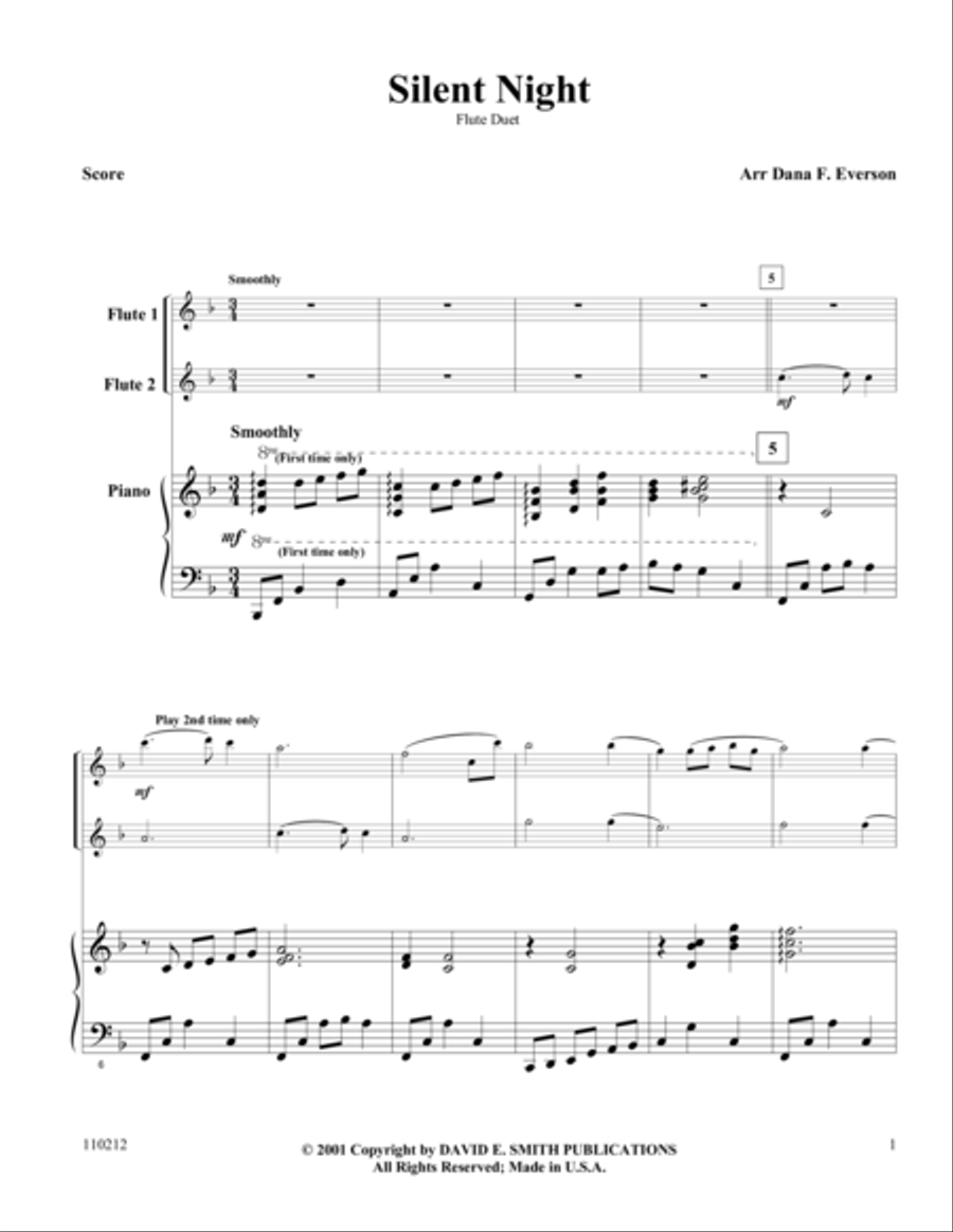 Silent Night Flute Duet scores gallery preview page 1