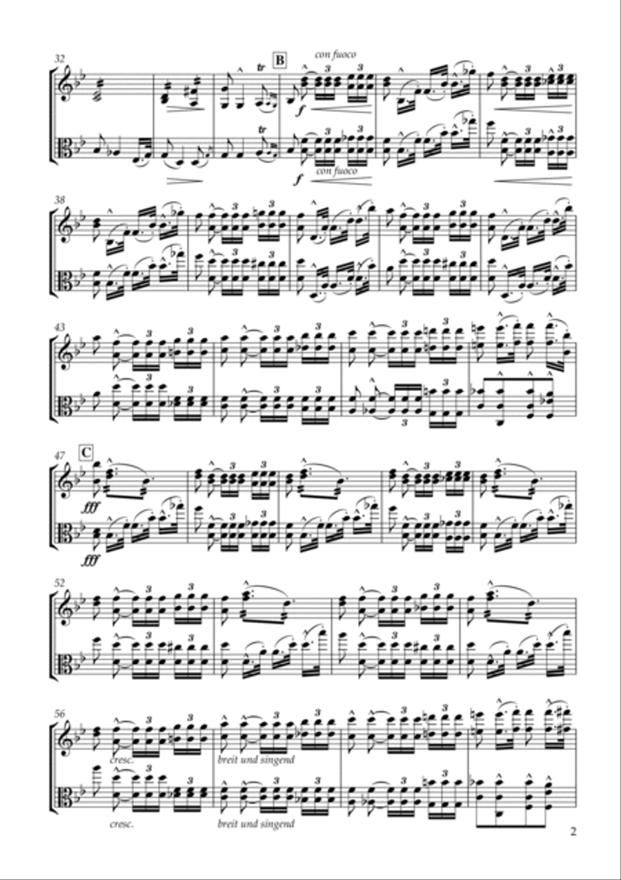 'Largo espressivo' from Suite Op.16 for Violin & Viola String Duet scores gallery preview page 2