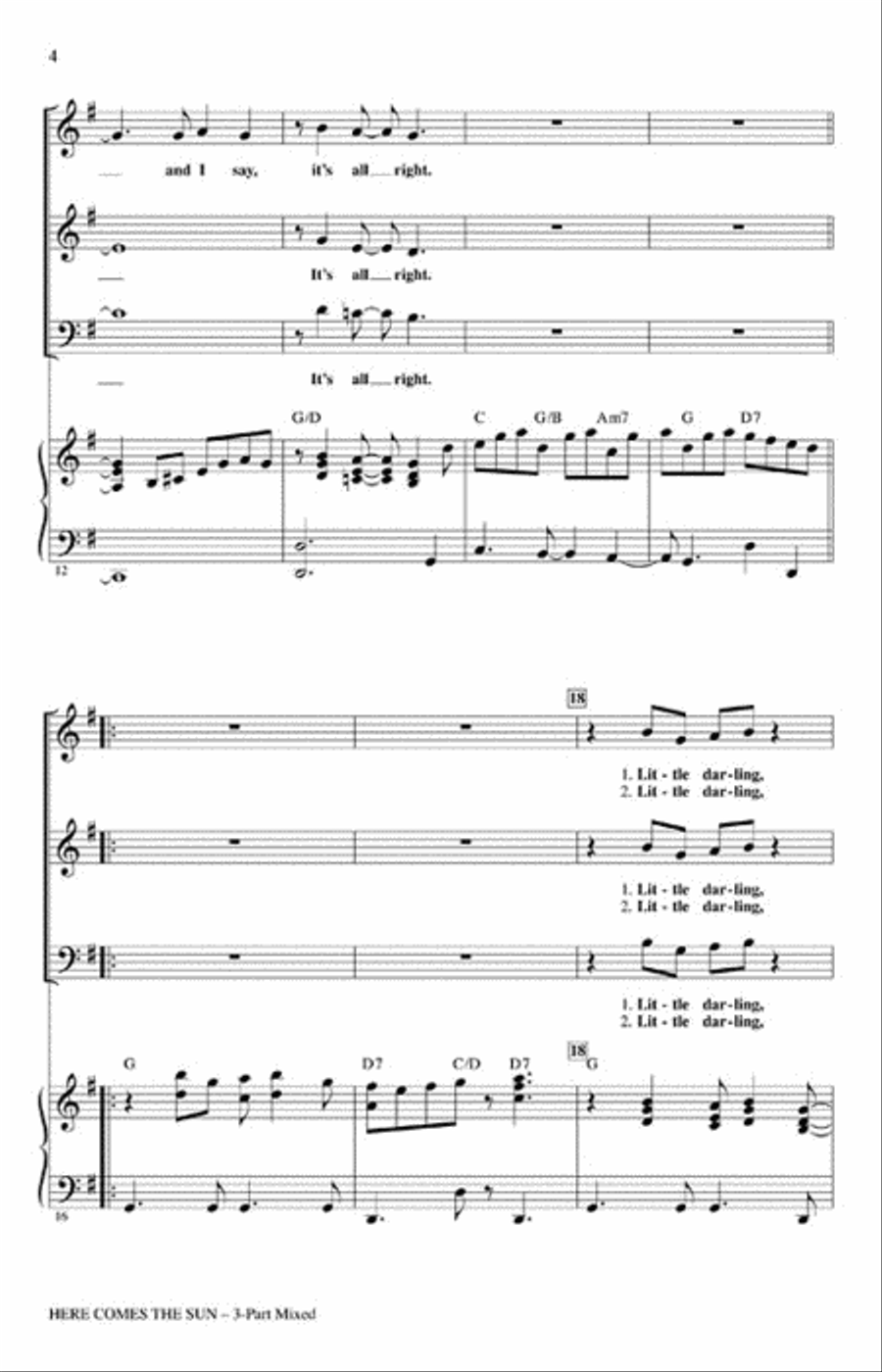 Here Comes the Sun Here Comes the Sun 3-Part scores gallery preview page 3