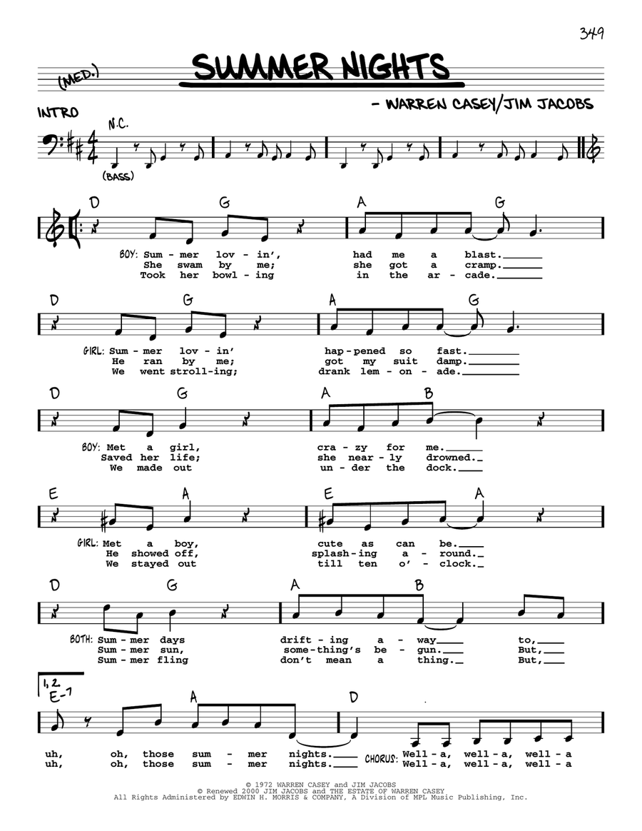 Summer Nights Voice scores gallery preview page 1