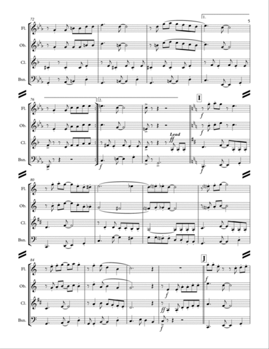 La Cucaracha (for Woodwind Quartet) Woodwind Quartet scores gallery preview page 6
