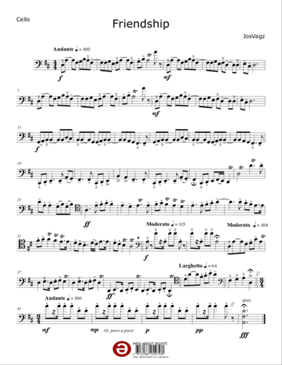 Friendship Cello Solo scores gallery preview page 1