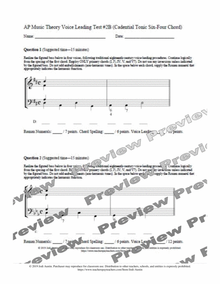 AP Music Theory - Voice Leading Test Pack