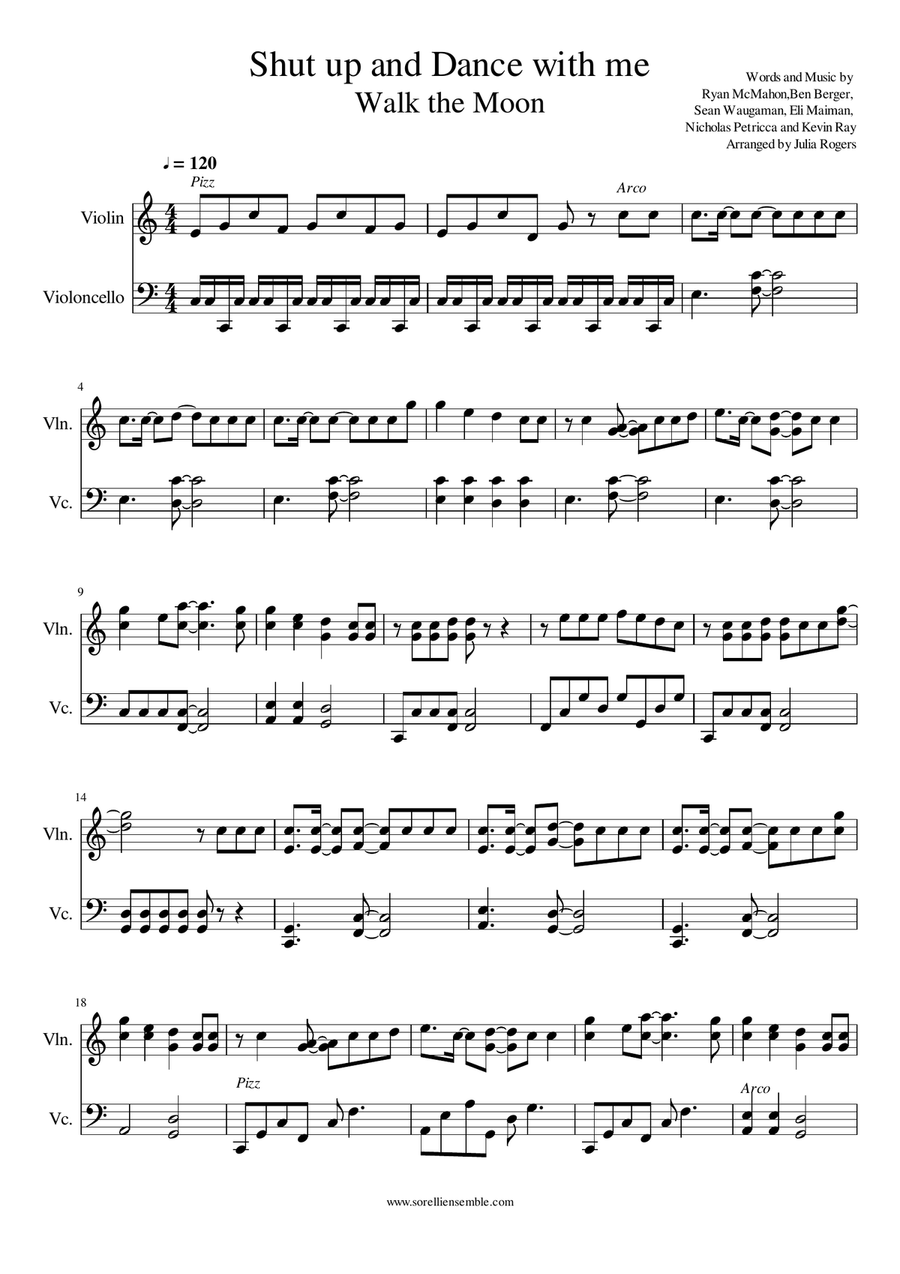Shut Up And Dance String Duet scores gallery preview page 1