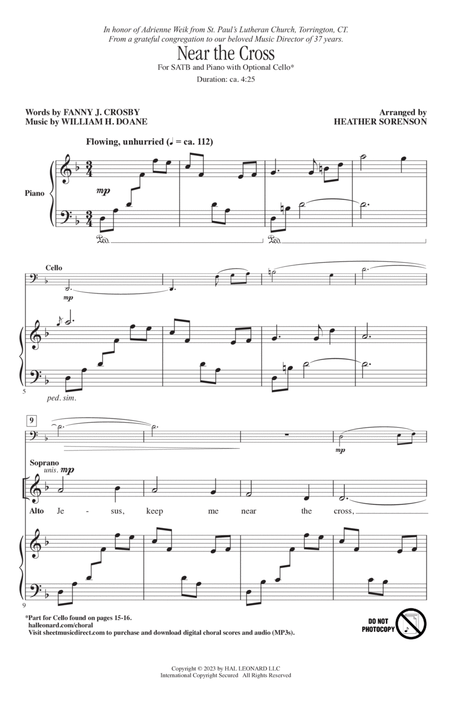 Near The Cross (arr. Heather Sorenson) 4-Part scores gallery preview page 1