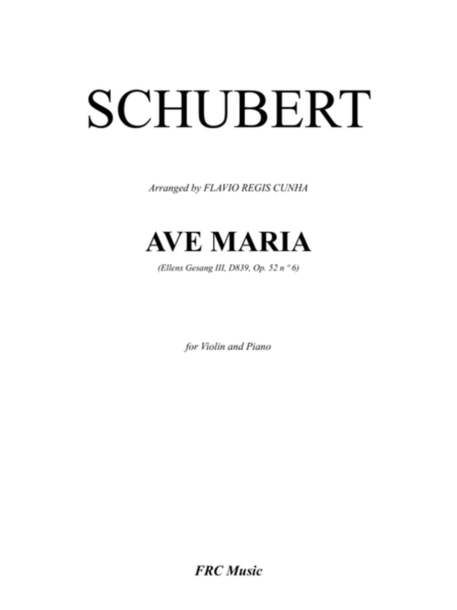 Schubert: Ave Maria (Ellens Gesang III, D839, Op. 52 n º 6) for Violin and Piano image number null